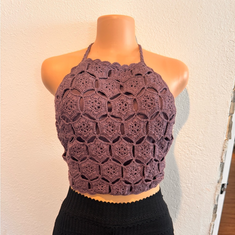Say What? Purple Halter Crop Top